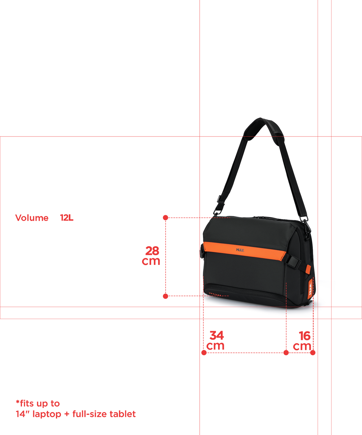 hatch everyday travel laptop messenger bag 12 litre
