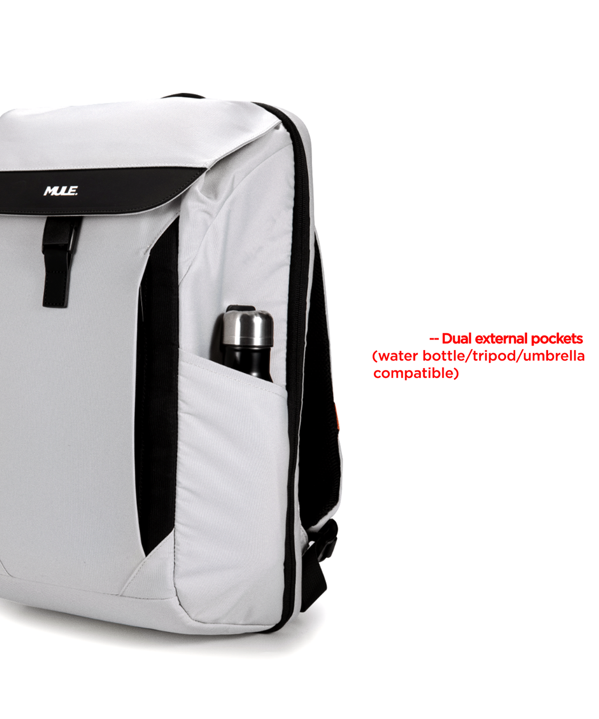 kepler everyday travel backpack Black backpack with a water bottle pocket