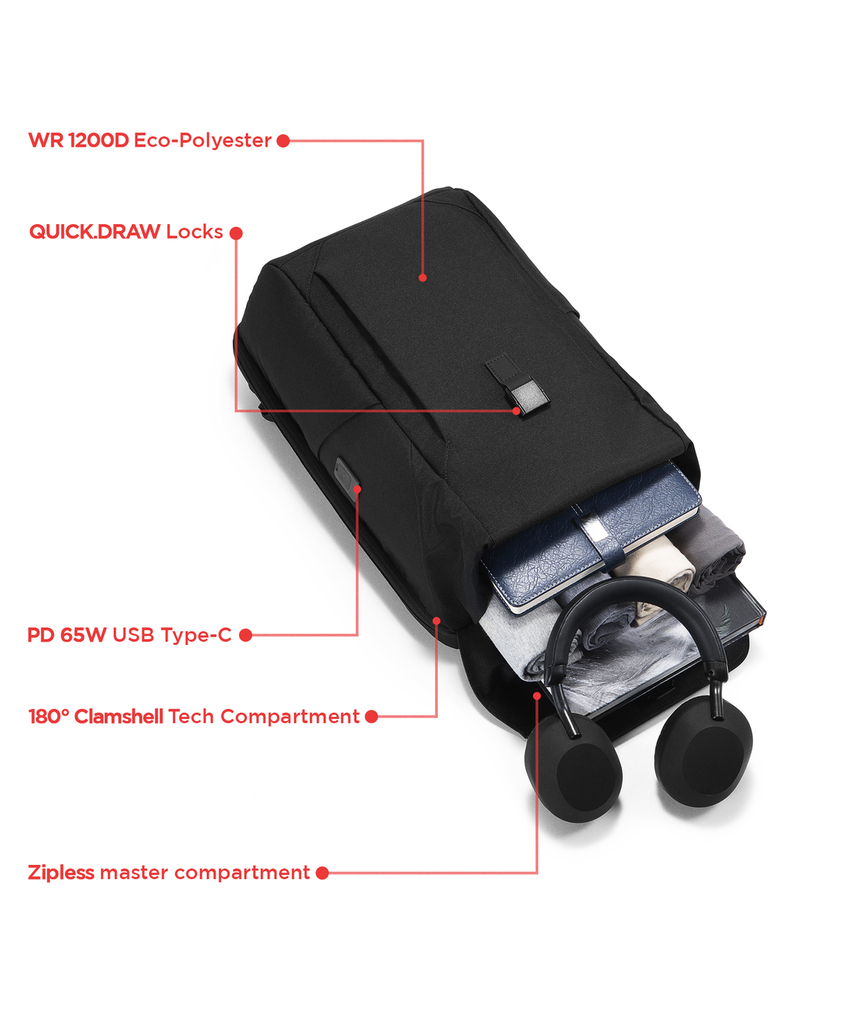 kepler overnighter travel backpack black