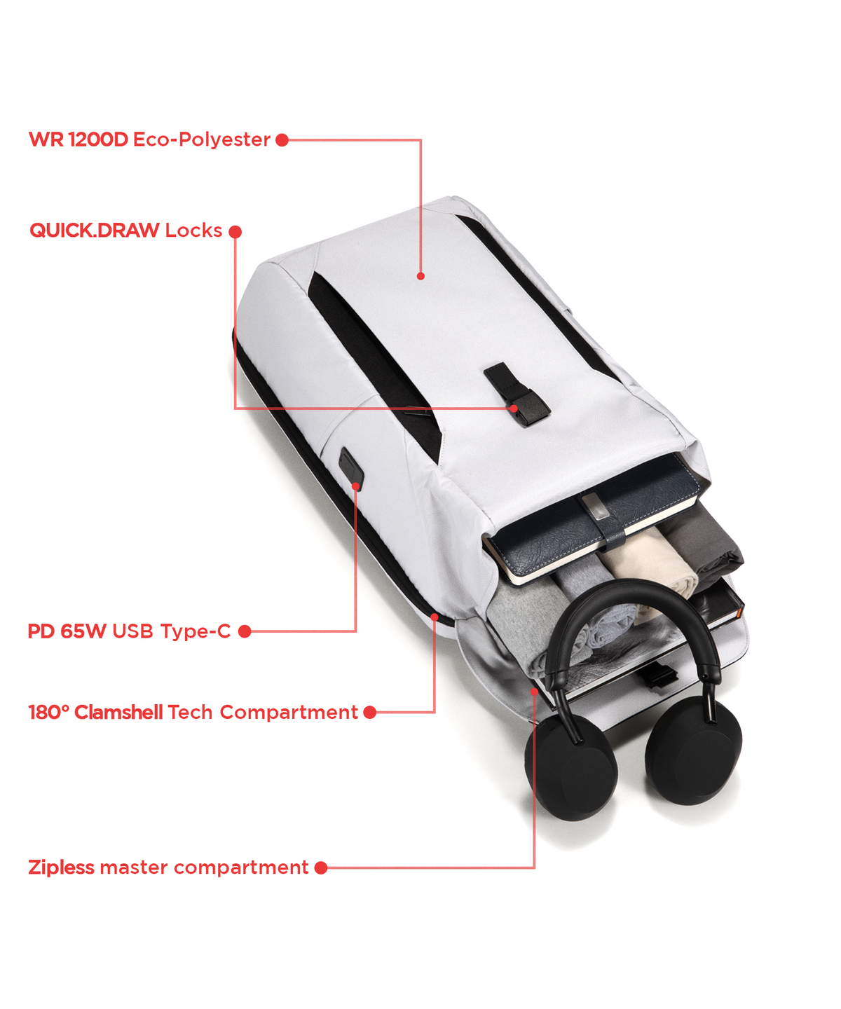 kepler overnighter travel backpack white
