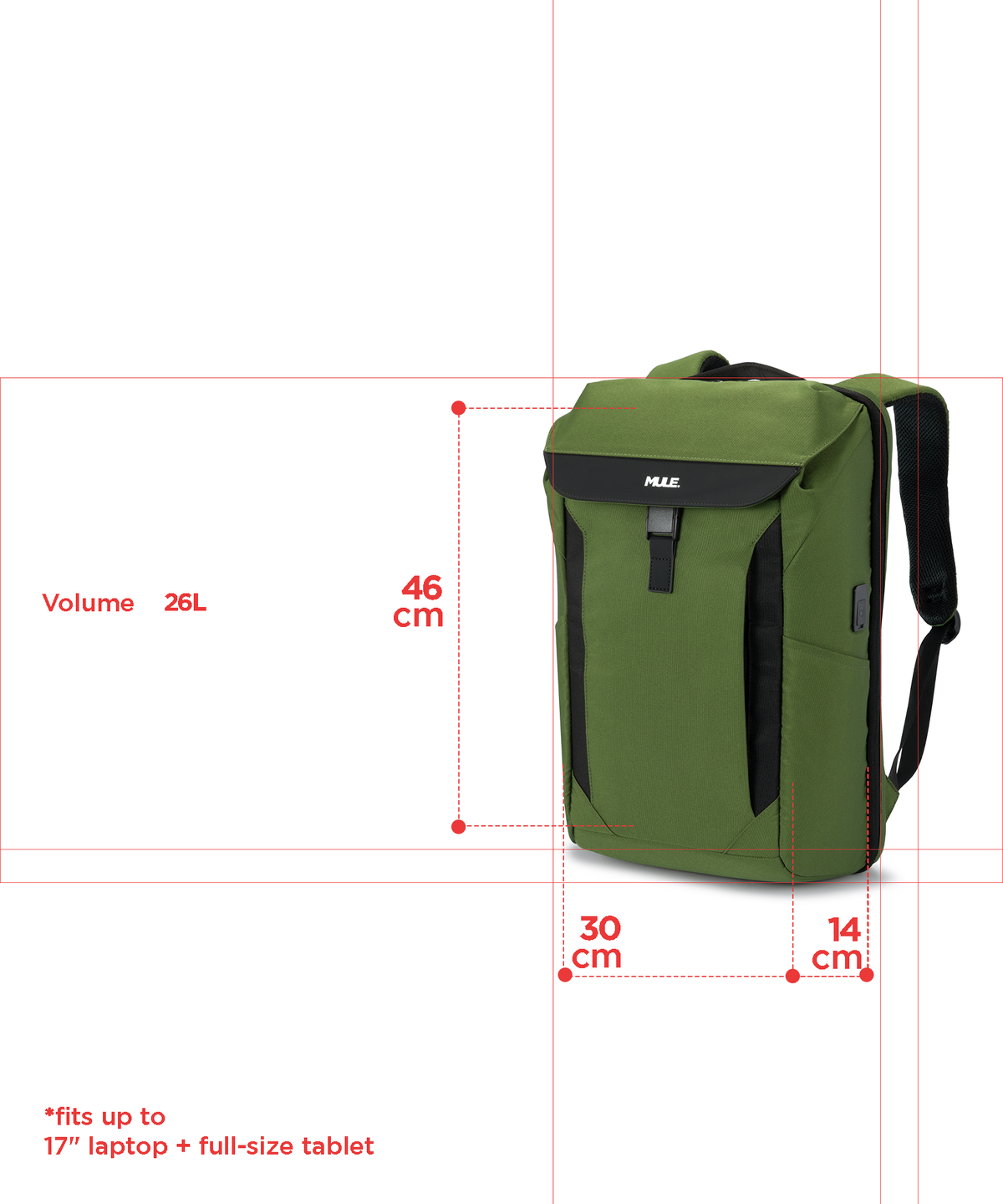 mule_kepler_overnighter_backpack_with_ergonomic_shoulder_strap green